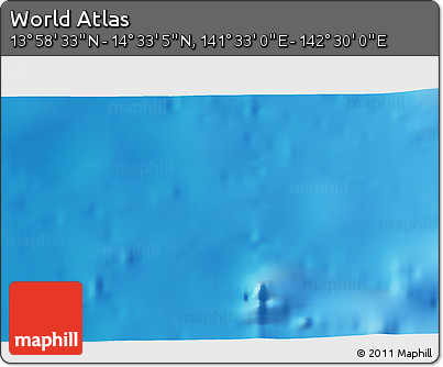 Physical 3D Map of the Area around 14° 15' 49" N, 142° 1' 30" E