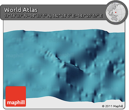 Satellite 3D Map of the Area around 14° 15' 49" N, 142° 52' 30" E