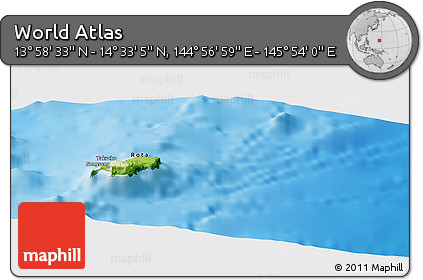 Physical Panoramic Map of the Area around 14° 15' 49" N, 145° 25' 30" E