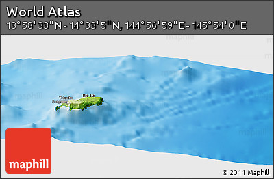 Physical Panoramic Map of the Area around 14° 15' 49" N, 145° 25' 30" E