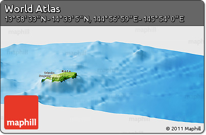 Physical Panoramic Map of the Area around 14° 15' 49" N, 145° 25' 30" E