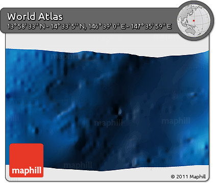 Physical 3D Map of the Area around 14° 15' 49" N, 147° 7' 30" E