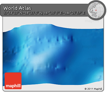 Physical 3D Map of the Area around 14° 15' 49" N, 147° 58' 29" E