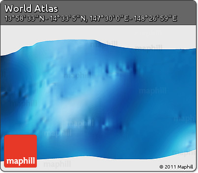Physical 3D Map of the Area around 14° 15' 49" N, 147° 58' 29" E