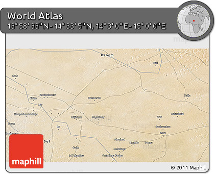 Satellite 3D Map of the Area around 14° 15' 49" N, 14° 31' 30" E