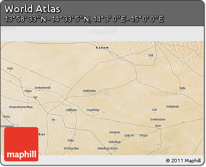 Satellite 3D Map of the Area around 14° 15' 49" N, 14° 31' 30" E