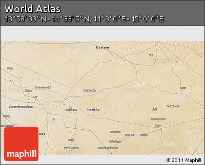 Satellite 3D Map of the Area around 14° 15' 49" N, 14° 31' 30" E