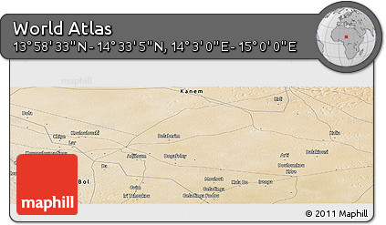 Satellite Panoramic Map of the Area around 14° 15' 49" N, 14° 31' 30" E