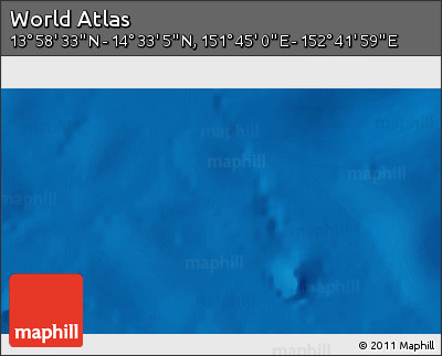 Physical 3D Map of the Area around 14° 15' 49" N, 152° 13' 29" E