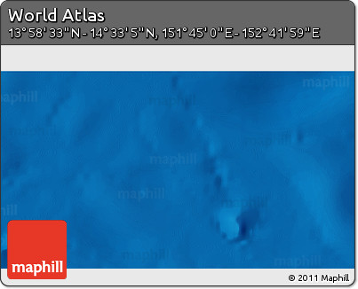 Physical 3D Map of the Area around 14° 15' 49" N, 152° 13' 29" E