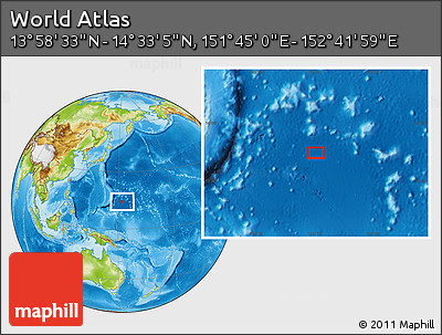 Physical Location Map of the Area around 14° 15' 49" N, 152° 13' 29" E
