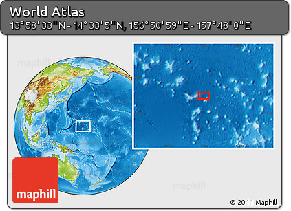 Physical Location Map of the Area around 14° 15' 49" N, 157° 19' 29" E