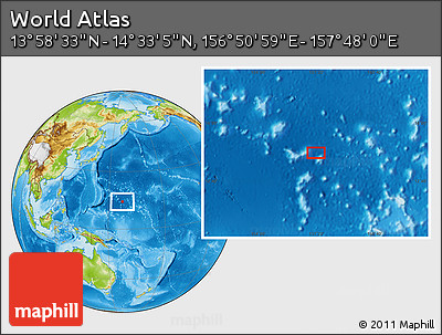 Physical Location Map of the Area around 14° 15' 49" N, 157° 19' 29" E