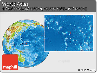Physical Location Map of the Area around 14° 15' 49" N, 157° 19' 29" E