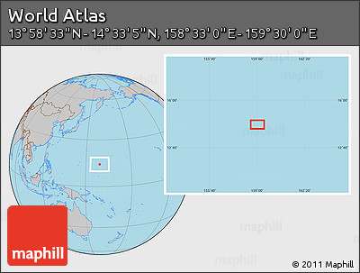 Gray Location Map of the Area around 14° 15' 49" N, 159° 1' 30" E
