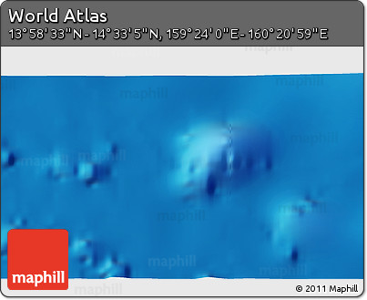 Physical 3D Map of the Area around 14° 15' 49" N, 159° 52' 30" E