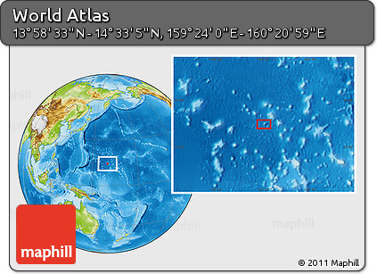 Physical Location Map of the Area around 14° 15' 49" N, 159° 52' 30" E