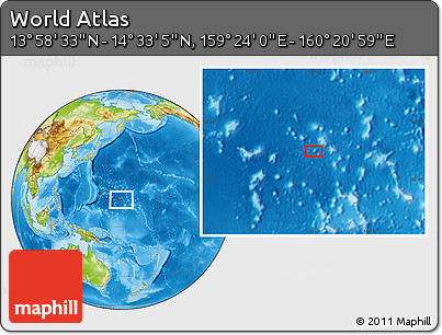Physical Location Map of the Area around 14° 15' 49" N, 159° 52' 30" E