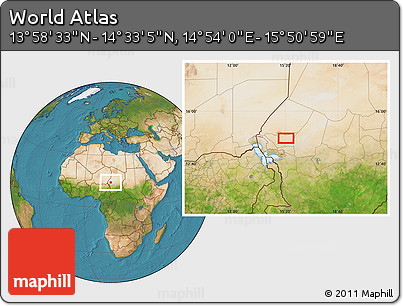 Satellite Location Map of the Area around 14° 15' 49" N, 15° 22' 30" E