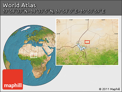 Satellite Location Map of the Area around 14° 15' 49" N, 15° 22' 30" E
