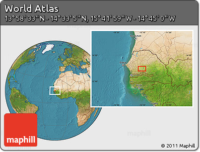 Satellite Location Map of the Area around 14° 15' 49" N, 15° 13' 29" W