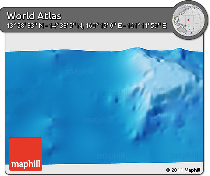Physical 3D Map of the Area around 14° 15' 49" N, 160° 43' 29" E