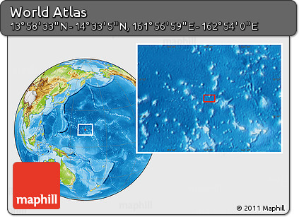 Physical Location Map of the Area around 14° 15' 49" N, 162° 25' 30" E