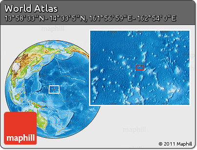 Physical Location Map of the Area around 14° 15' 49" N, 162° 25' 30" E