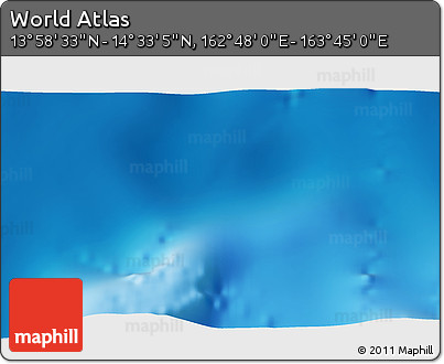 Shaded Relief 3D Map of the Area around 14° 15' 49" N, 163° 16' 30" E