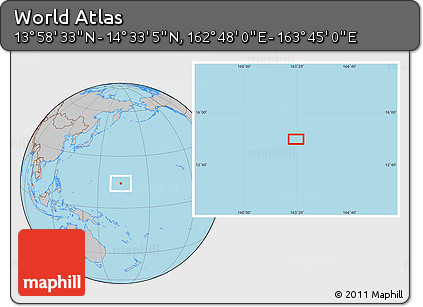 Gray Location Map of the Area around 14° 15' 49" N, 163° 16' 30" E
