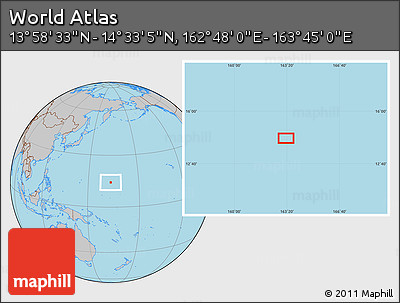 Gray Location Map of the Area around 14° 15' 49" N, 163° 16' 30" E