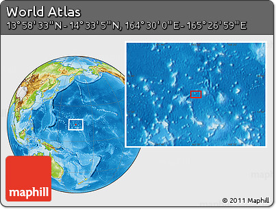 Physical Location Map of the Area around 14° 15' 49" N, 164° 58' 29" E