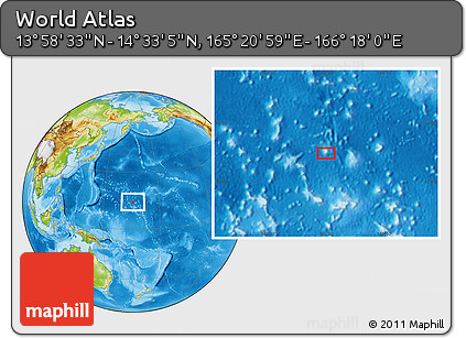 Physical Location Map of the Area around 14° 15' 49" N, 165° 49' 29" E