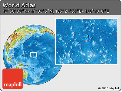 Physical Location Map of the Area around 14° 15' 49" N, 165° 49' 29" E