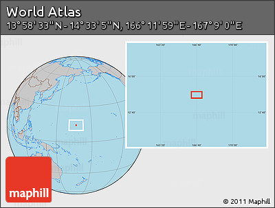 Gray Location Map of the Area around 14° 15' 49" N, 166° 40' 30" E