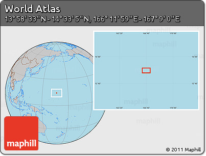 Gray Location Map of the Area around 14° 15' 49" N, 166° 40' 30" E