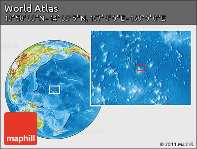 Physical Location Map of the Area around 14° 15' 49" N, 167° 31' 30" E