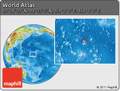 Physical Location Map of the Area around 14° 15' 49" N, 167° 31' 30" E