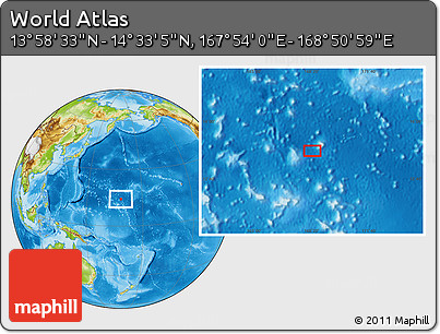 Physical Location Map of the Area around 14° 15' 49" N, 168° 22' 30" E