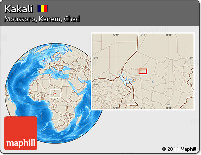 Shaded Relief Location Map of Kakali