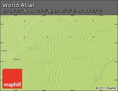 Physical Map of the Area around 14° 15' 49" N, 16° 13' 30" E