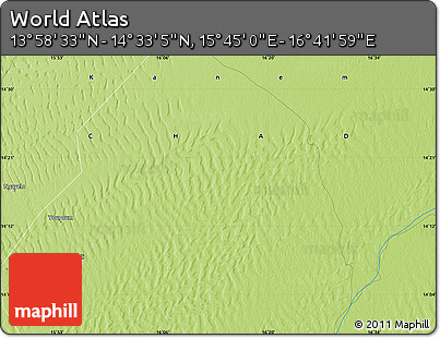Physical Map of the Area around 14° 15' 49" N, 16° 13' 30" E