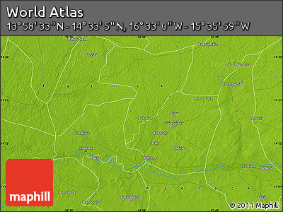 Physical Map of the Area around 14° 15' 49" N, 16° 4' 29" W
