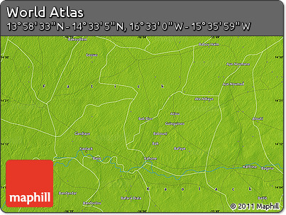 Physical Map of the Area around 14° 15' 49" N, 16° 4' 29" W