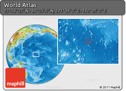 Physical Location Map of the Area around 14° 15' 49" N, 171° 46' 30" E