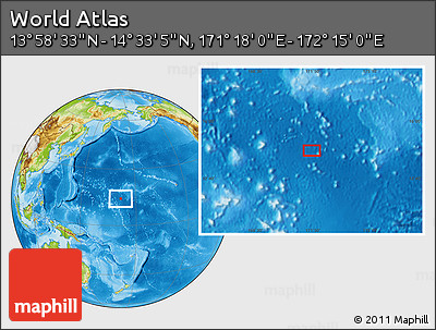 Physical Location Map of the Area around 14° 15' 49" N, 171° 46' 30" E