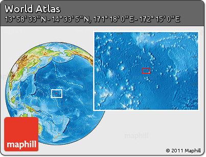 Physical Location Map of the Area around 14° 15' 49" N, 171° 46' 30" E
