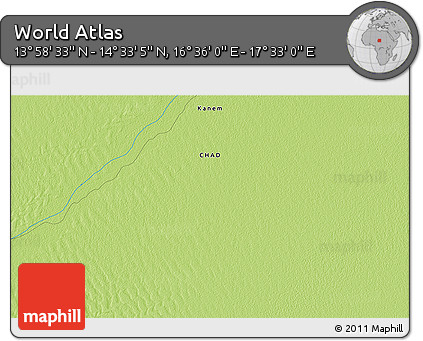 Physical 3D Map of the Area around 14° 15' 49" N, 17° 4' 30" E