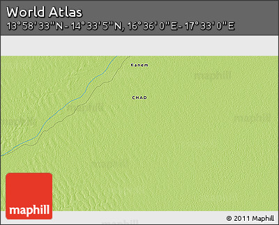 Physical 3D Map of the Area around 14° 15' 49" N, 17° 4' 30" E