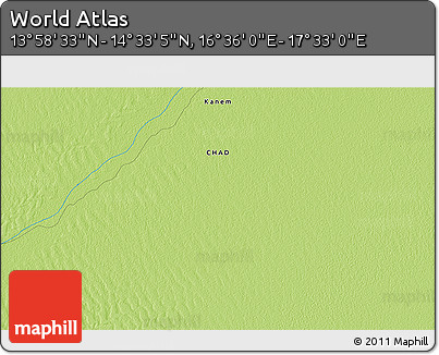 Physical 3D Map of the Area around 14° 15' 49" N, 17° 4' 30" E